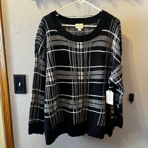 St. John's Bay Black and White Checkered Sweater